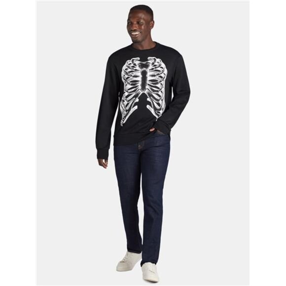 NWT 🎃 Halloween Sweatshirt Skeleton Ribs X-Ray Print, Men's Sizes XS - 3XL - Picture 4 of 5
